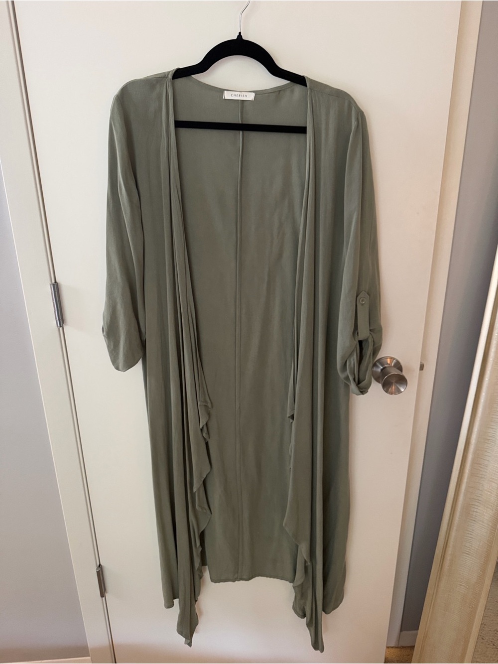 Lightweight Olive Green Draped Robe Cardigan